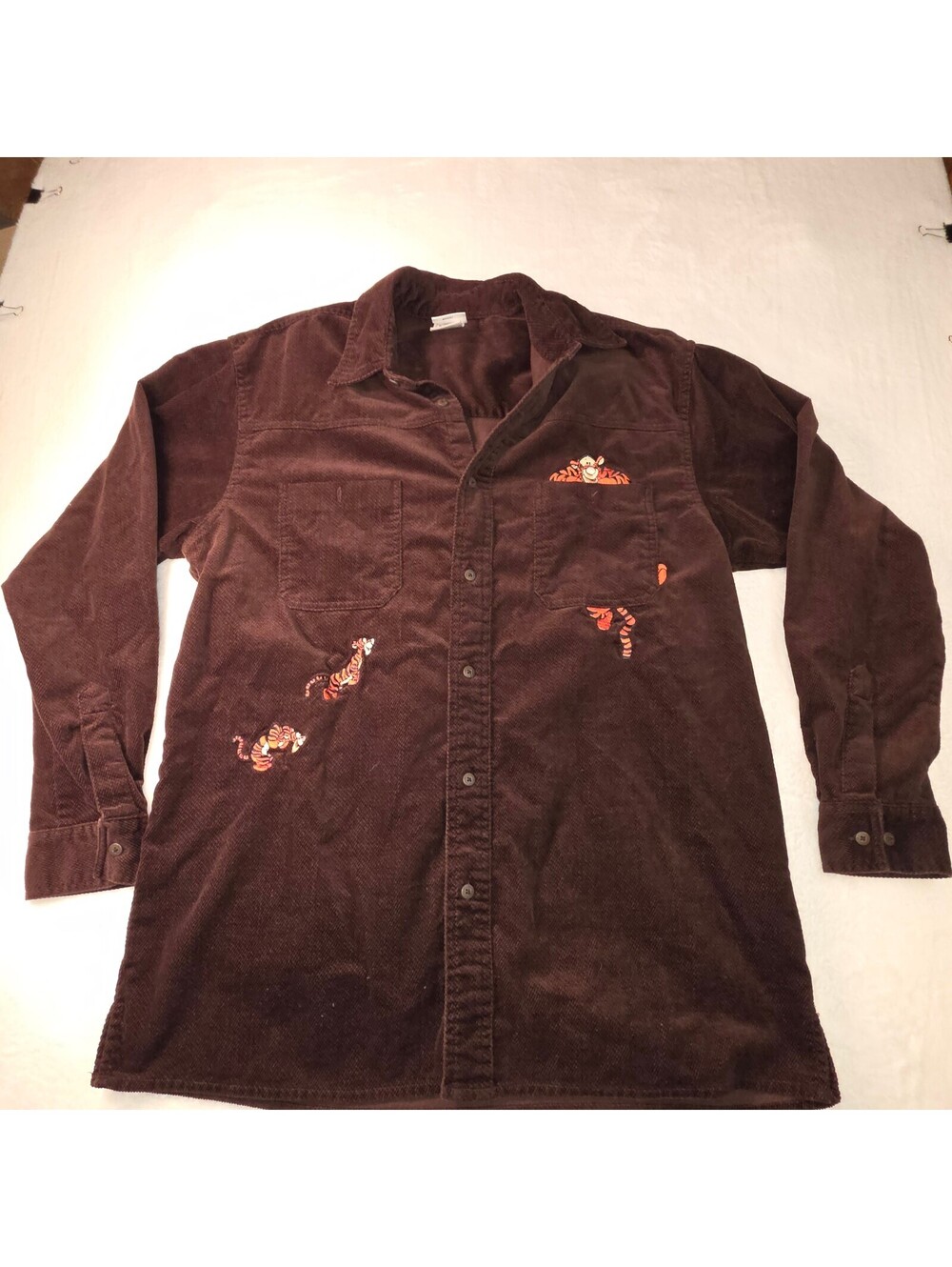 Vtg 90s Disney Store Tigger Corduroy Shirt Mens M